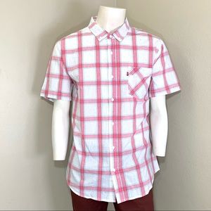 Levi’s Mens Red & white Plaid Button down Shirt